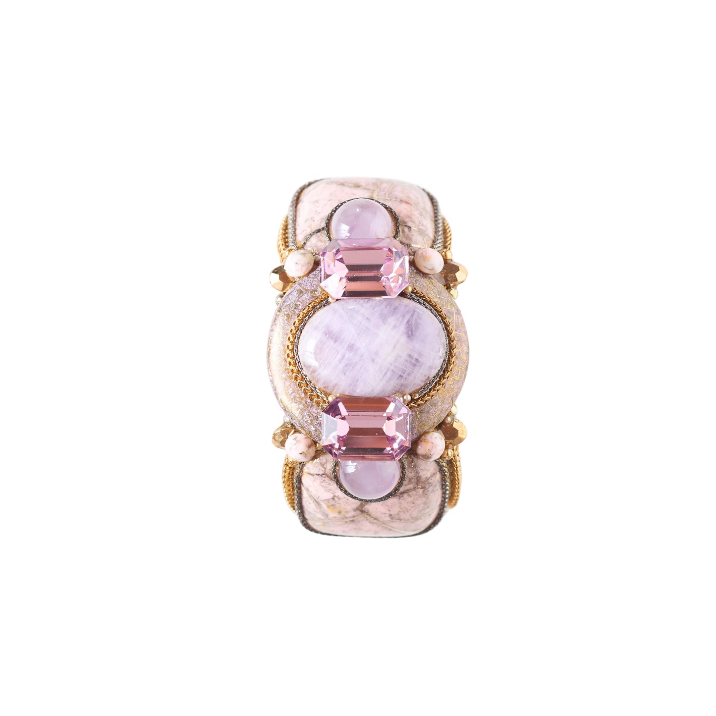 "Wristy" Lavender Pink Crystal Cuff Bracelet - Medium