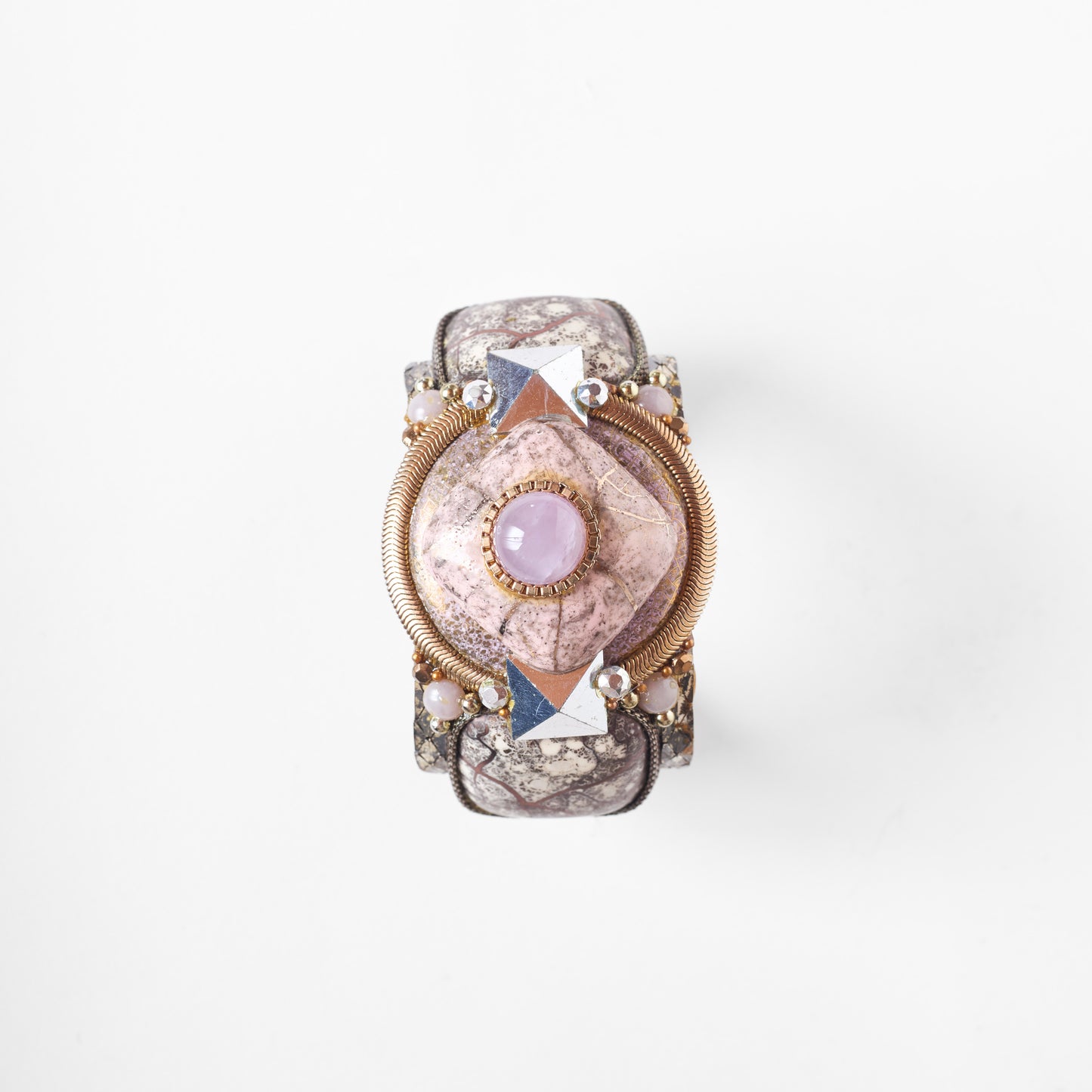 "Wristy" Muted Pink Crystal Cuff Bracelet - Medium