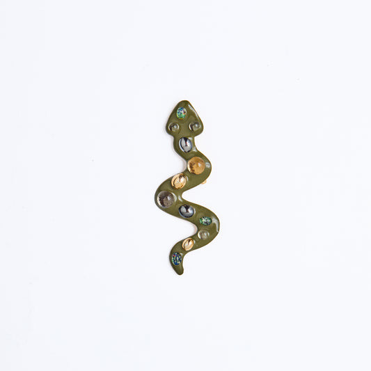 Fernella's Enamel Snake Brooch