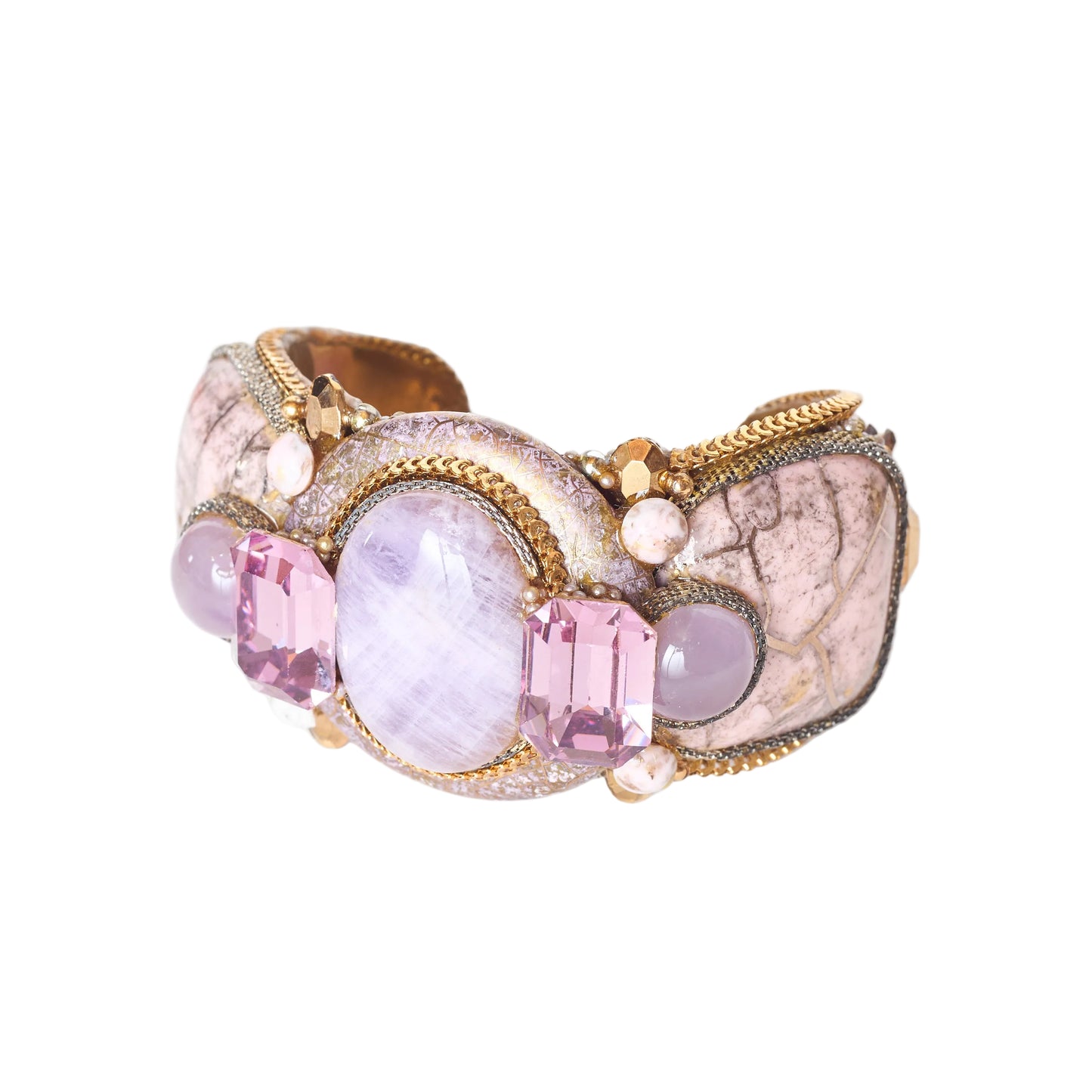 "Wristy" Lavender Pink Crystal Cuff Bracelet - Medium