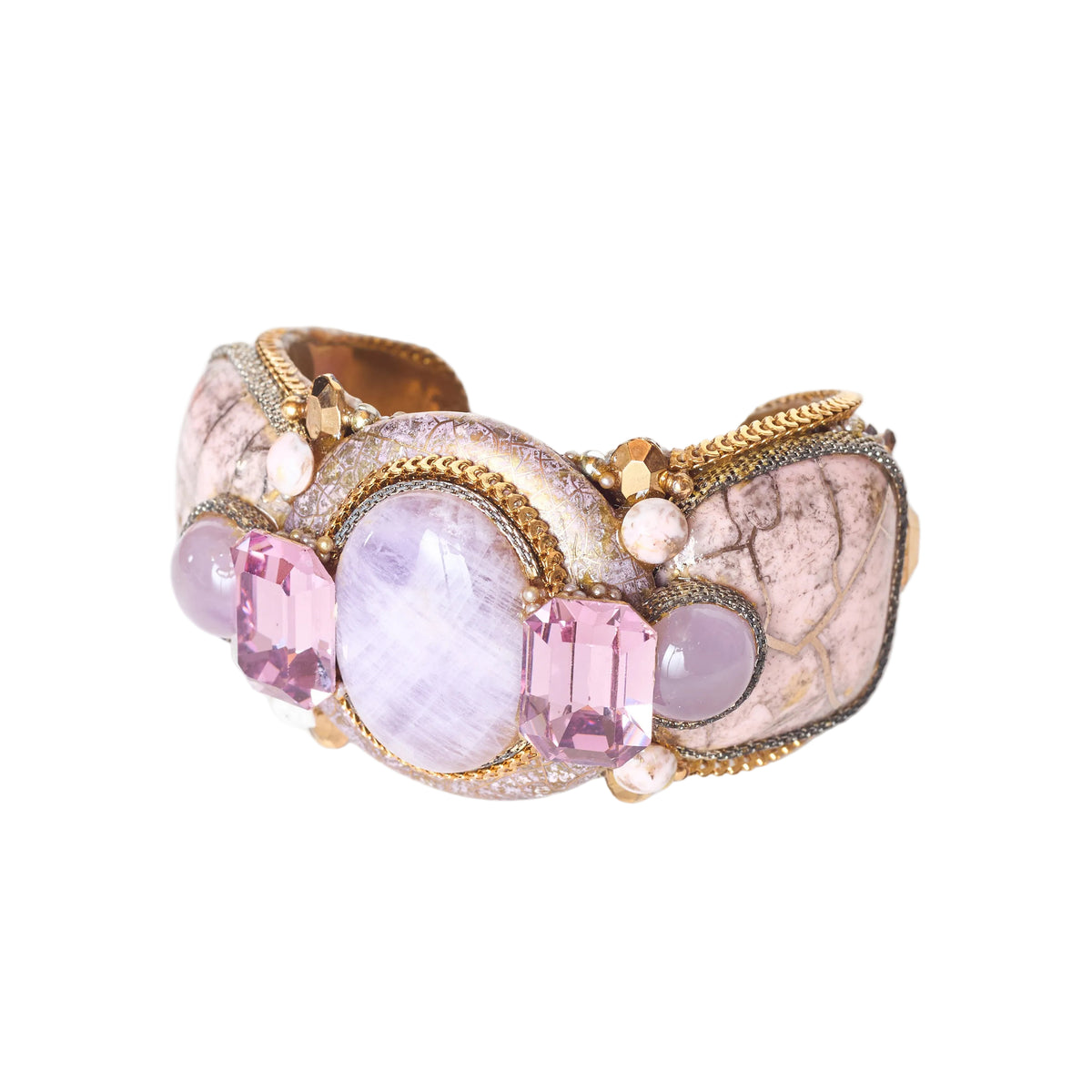 "Wristy" Lavender Pink Crystal Cuff Bracelet - Medium
