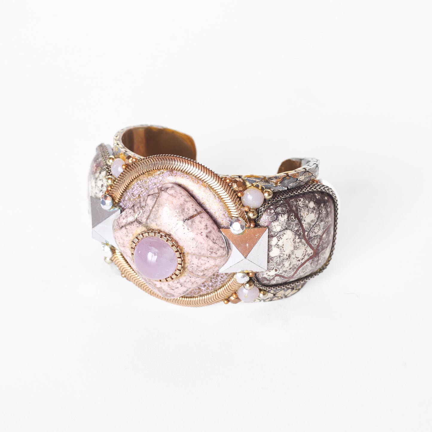 "Wristy" Muted Pink Crystal Cuff Bracelet - Medium